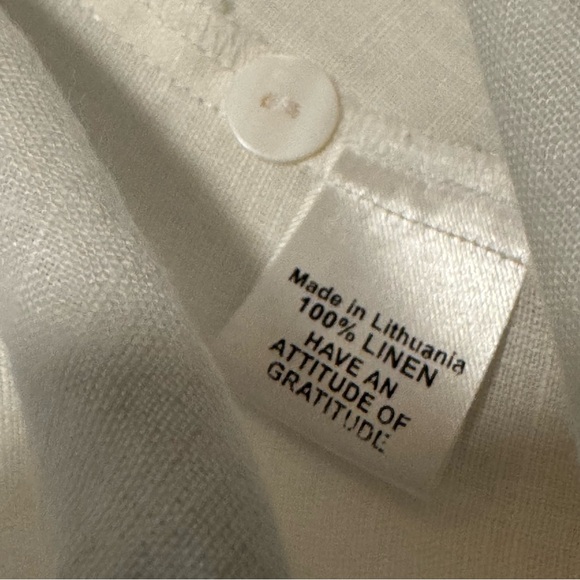 Large Flax Linen poets blouse Women’s long white top shirt mandarin collar - Picture 11 of 12